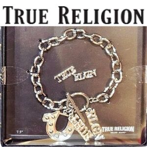 True Religion Logo Horseshoe Chain Charm Bracelet & Earring Set